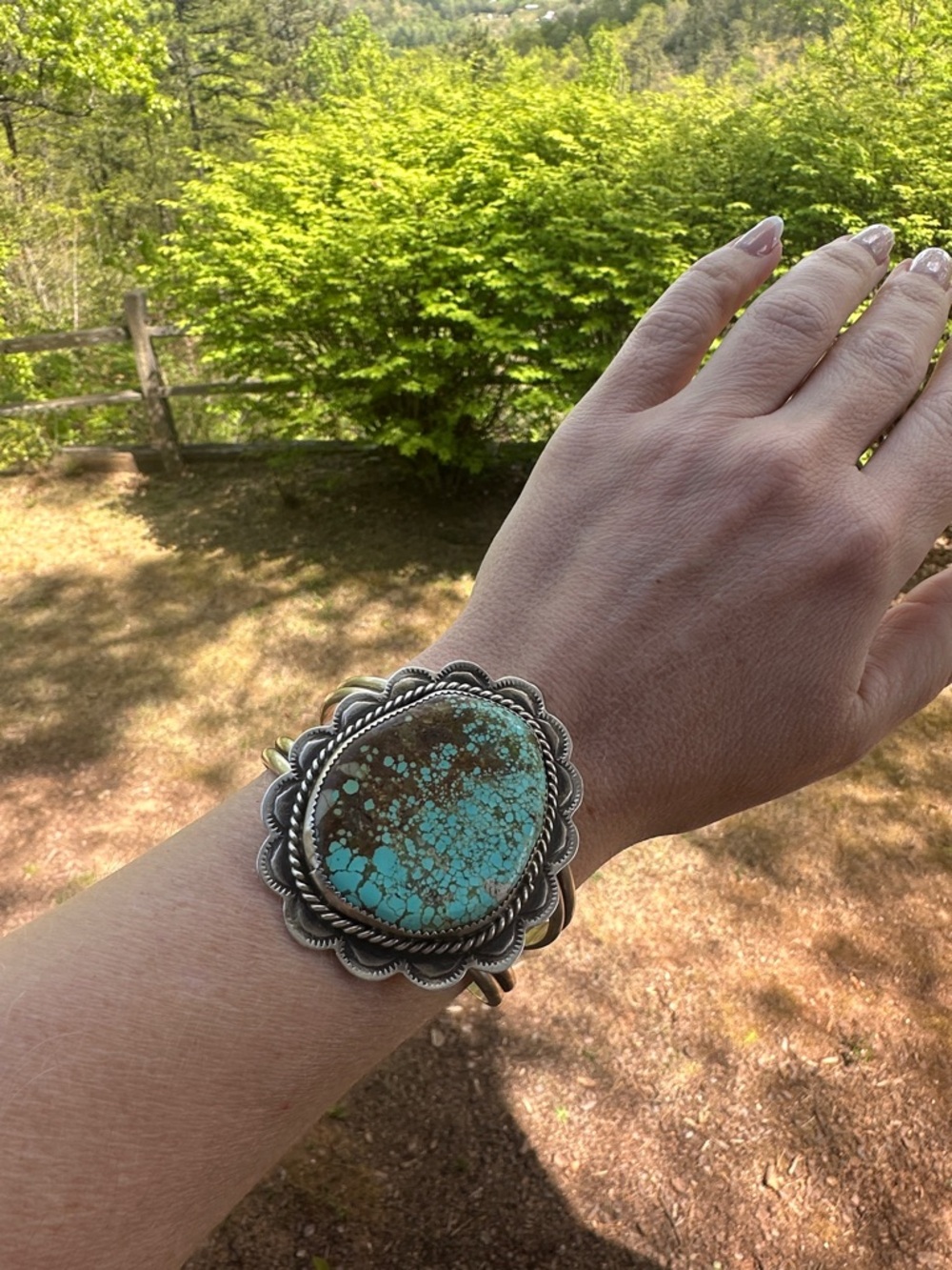 Reserved @gringita62 Navajo Danny Hinio Mine 8 Turquoise & Sterling Silver Cuff - Picture 7 of 8